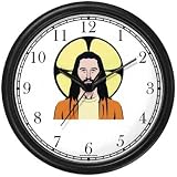 Jesus Christ - Portrait No.2 Christian Theme Wall Clock by WatchBuddy Timepieces (Hunter Green Frame)
