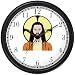 Jesus Christ - Portrait No.2 Christian Theme Wall Clock by WatchBuddy Timepieces (Black Frame)