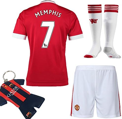Soccer Kids 2015-2016 Football Soccer MEMPHIS #7 United Home Jersey short sleeve & Shorts & Socks & Key Chain Kids 3-12 yrs (11-12 years)