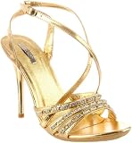 Shoehorne Ocean-10- Womens Gold Strappy High Heeled Evening Bridal Party Sandals Sparkling Rhinestone/Diamante Straps - Avail in Ladies Size 3-8 UK