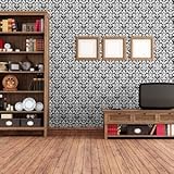 壁紙シール♪DIY壁紙新時代！プレミアムウォールデコシート 6m巻｜P-WA408ダマスク ホワイト・イン・ブラック【代引不可】