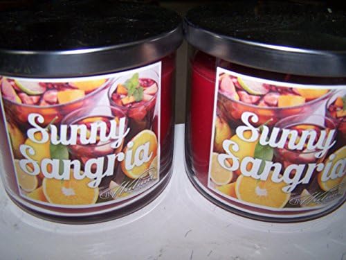 Lot of 2 - 719 Walnut Avenue Sunny Sangria 3 Wick Scented Candle with Lid 14 Oz Each (Scented)