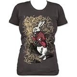 Alice in Wonderland - 不思議の国のアリス炭で後期女子短期大学Tシャツ