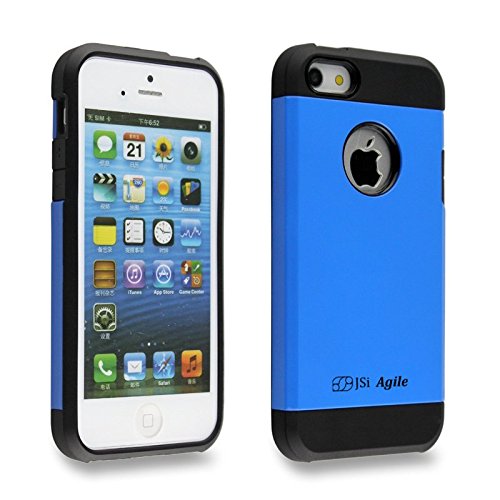 JSi Agile iPhone 5 5S Hybrid Hard Cover Rugged Tough Case Mobile Armor made with TPU and PC for Dual Protection (Blue)