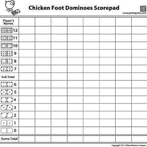 Amazon.com: Domino Scorepad for Chickenfoot - 50 Sheet: Toys &amp; Games