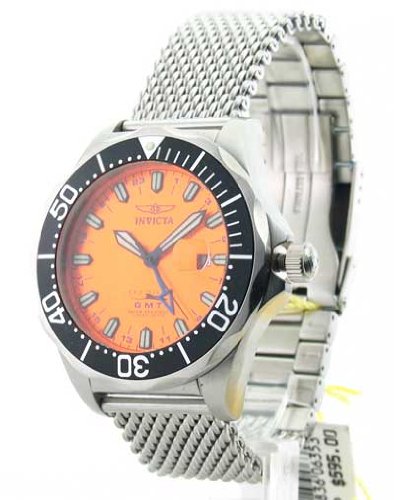 INVICTA MEN'S GRAND DIVER WATCH SILVER-ORANGE 6353