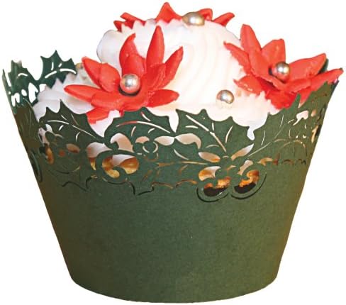 Paper Orchid Holly Cupcake Wrapper Green, Set of 12