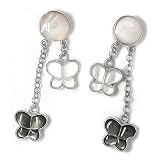 Sterling Silver Mother-of-Pearl Butterfly Post Earrings by Sajen