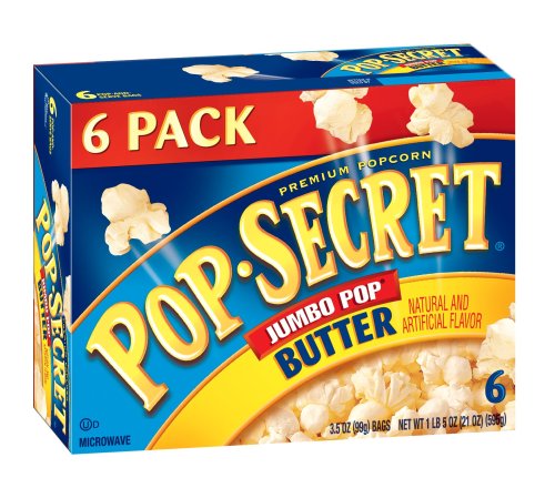 Pop Secret Jumbo Pop Butter Flavor, Microwaveable, 6-Count, 21-Ounce Box (Pack of 4)