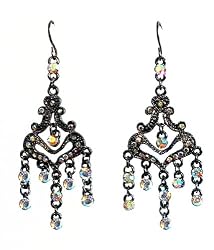 Earrings - E64 - Crystal Waterfall Chandelier ~ Clear AB