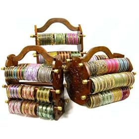 Beachcombers! Ethnic Indian Glass Bangle Bracelet Of The Month Club With Bangle Stand and Bonus