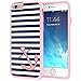 iPhone 6 6s Case, True Color® Nautical Coral Anchor on Stripes Printed on Clear Transparent Hybrid Cover Hard +Soft Slim Thin Durable Protective Shockproof TPU Bumper +Stylus +Screen Protector - Pink