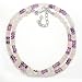 Rose Quartz, Amethyst, Rainbow Moonstone and Sterling Silver Bali Bead Necklace by Sajen, 18-20