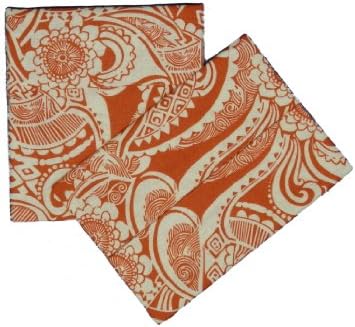 Combo Set Hand Crafted Coin Purse / Accessery Bag and Tissue Holder (Orange Paisley)