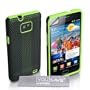 Yousave Accessories Silikon Gel Schutzh�lle F�r Samsung Galaxy S2 i9100 Gr�n / Schwarz Doppel Kombo Mesh Harte Und Weich Mit Display Schutz Folie