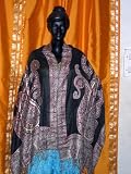 Designer Black Silk Pashmina Jamavar Reversible Shawl Throw Wrap