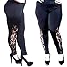 Womens Plus Size black Leggings with Elegant lace Panel Sizes YP1283 Made in USA