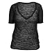 Black All Over Classic Print Burnout Burn Out Partially See through Deep V Tee, Fashion Forward!