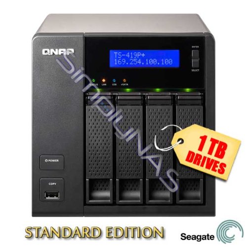 QNAP TS-419P+ 4TB (4X1TB) 4 Bay NAS Integrated with Seagate Barracuda (Desktop)