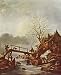 Hochwertige �lgem�ldereproduktion des Bildes 'Gasthof an einem zugefrorenen Fluss' von Isaac van Ostade
