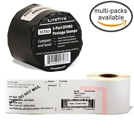 LiteTite 30383 DYMO LabelWriter 3-Part Internet Postage Labels, Endicia DAZzle, Shipping, Mailing (150 per Roll) (30383)