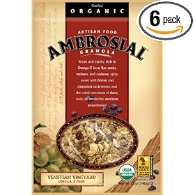 Ambrosial Granola Organic Venetian Vineyard Omega-3 Plus, 6-Count, 12-Ounce Pouch (Pack of 6)