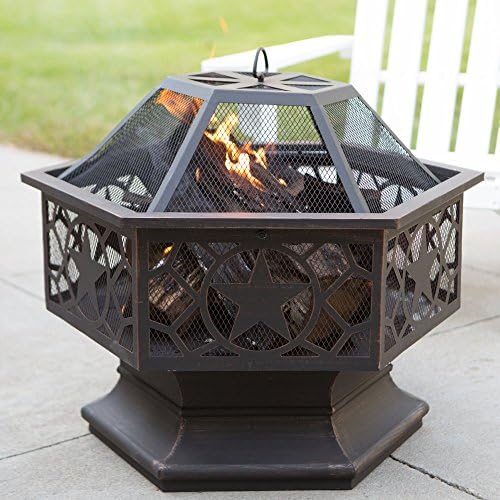 Red Ember Red Ember 28 in. Lone Star Wood Burning Fire Pit with FREE Cover, Black, Steel