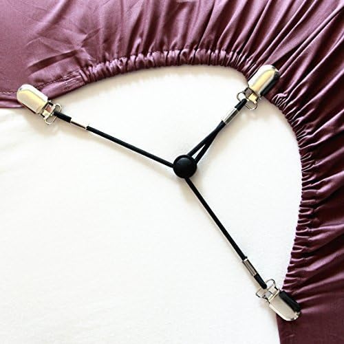 3-Way Heavy Duty Adjustable Bed Sheet Holders Fasteners Grippers Clips Suspenders Straps (in Black) by Jubliss