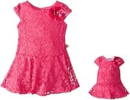 Girls Polyester Glittering Applique Lace Cap Sleeves  Dress