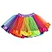 A AURA® Girls Layered Rainbow Tutu Skirt Rave Ballet Dance Ruffle Tiered Clubwear