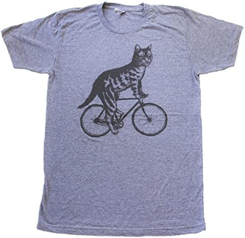 Dark Cycle Clothing Men's Cat On A Bicycle T Shirt S Athletic Grey