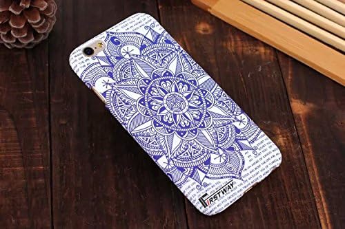 iPhone 5S Blue mandala case FIRSTWAY® iPhone 5/5S Plastic case rubber finished Mandala protective back cover