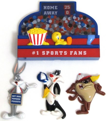 Looney Tunes #1 Sports Fan Refrigerator Magnets - Bugs Bunny, Taz, Sylvester, Tweety Bird - 4 Pc Set Looney Tunes #1 Sports Fan Refrigerator Magnets - Bugs Bunny, Taz, Sylvester, Tweety Bird - 4 Pc Set