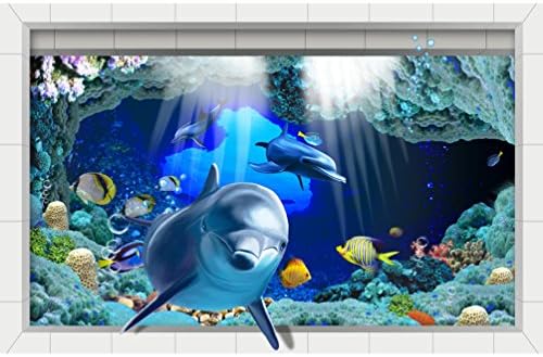 DuDu Home Creative 3D Effect Animal Theme Non-Slip Mat Anti-Slip Mats for Shower Bath Kitchen Floor, Dolphin Under The Sea