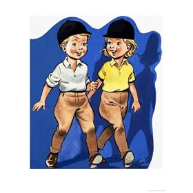 Boy and Girl in Jodhpurs Art Giclee Poster Print by English School, 18x24