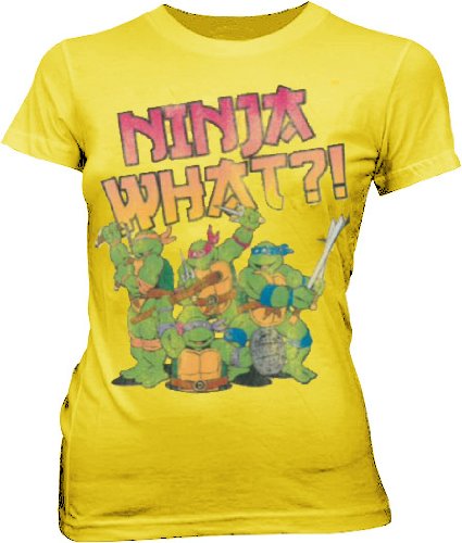  TMNT Teenage Mutant Ninja Turtles Ninja What?! Yellow Juniors T-shirt Tee