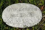 Grabschmuck, Gedenkstein, Grabdekoration, Grabstein, Friedhofsdekoration, kleine Grabplatte; Text: Wir denken an Dich