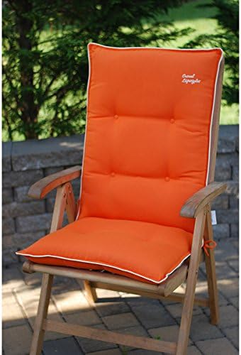 Orange with Beige High Back Patio Chair Cushions (Set of 2)
