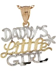 14k Two Tone Real Gold 1.9cm Daddys Little Girl Designer Charm Pendant