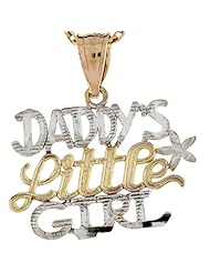 10k Two Tone Real Gold 1.9cm Daddys Little Girl Designer Charm Pendant
