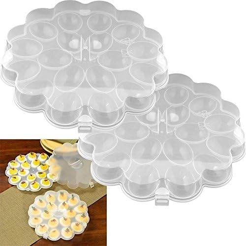 Set of 2 Deviled Egg Trays w/ SnapOn Lids Holds 36 Eggs