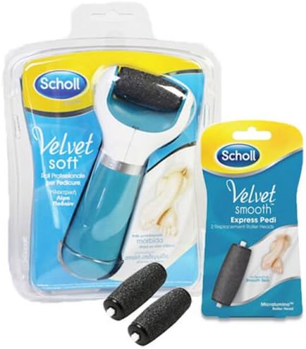 Scholl Velvet Smooth Express Pedi Electric Foot File + 2 Replacement Roller Heads