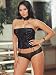 Jacquard Strapless Corset Grommet Lace Up Front Plus Size Lingerie Panty Short Neckband Set Queen