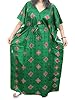 Mogul Womans Kaftan Cotton Batik Green Lounge Wear Caftan Nightgown