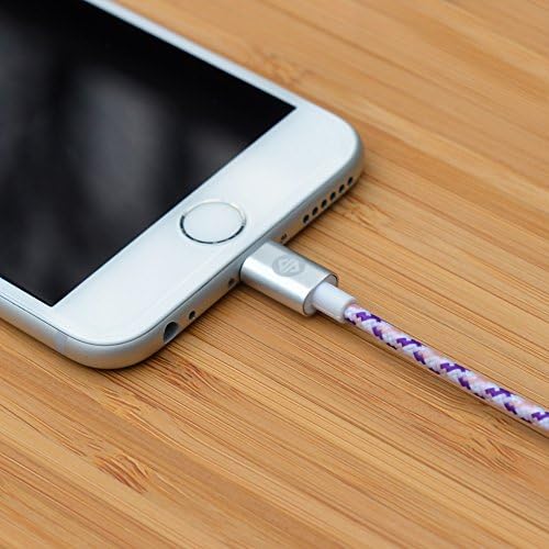 Synapse Cable- 1M (3.3 feet) Apple MFi Certified Lightning to USB Braided Cable with Aluminum Housing Tips for iPhone 6 (Purple / Pink / White)