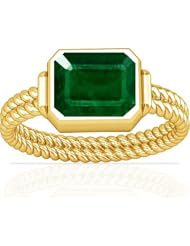 18K Yellow Gold Emerald Cut Emerald Solitaire Ring
