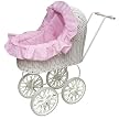 Wicker Doll Carriage with Pink Gingham Liner