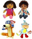 Ty Beanie Baby Set of 4 Beanie Babies (Dora, Diego, Boots and Swiper)