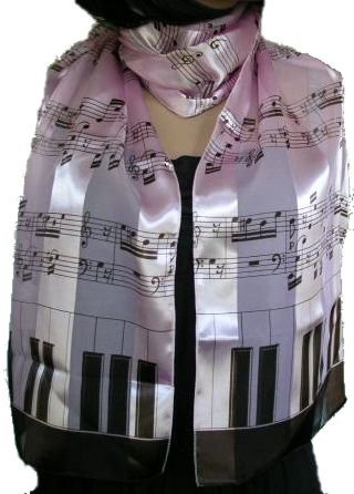 Satin Stripe Musical Instrument Scarf/Sash/Belt: Notes & Band Instruments