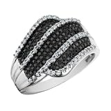 White and Black Diamond Ring 1/2 Carat (ctw) in White Gold